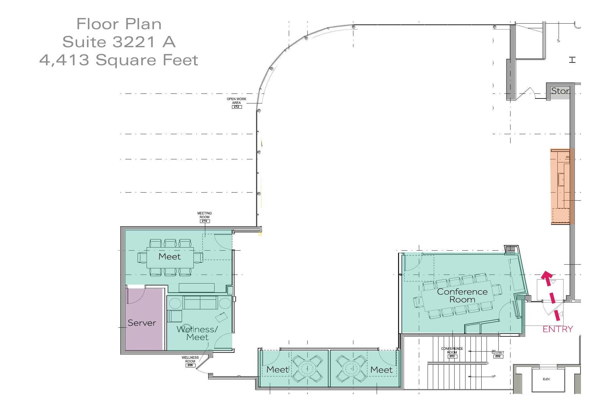 Floor plan — Suite 3221 A, 4,413 SF