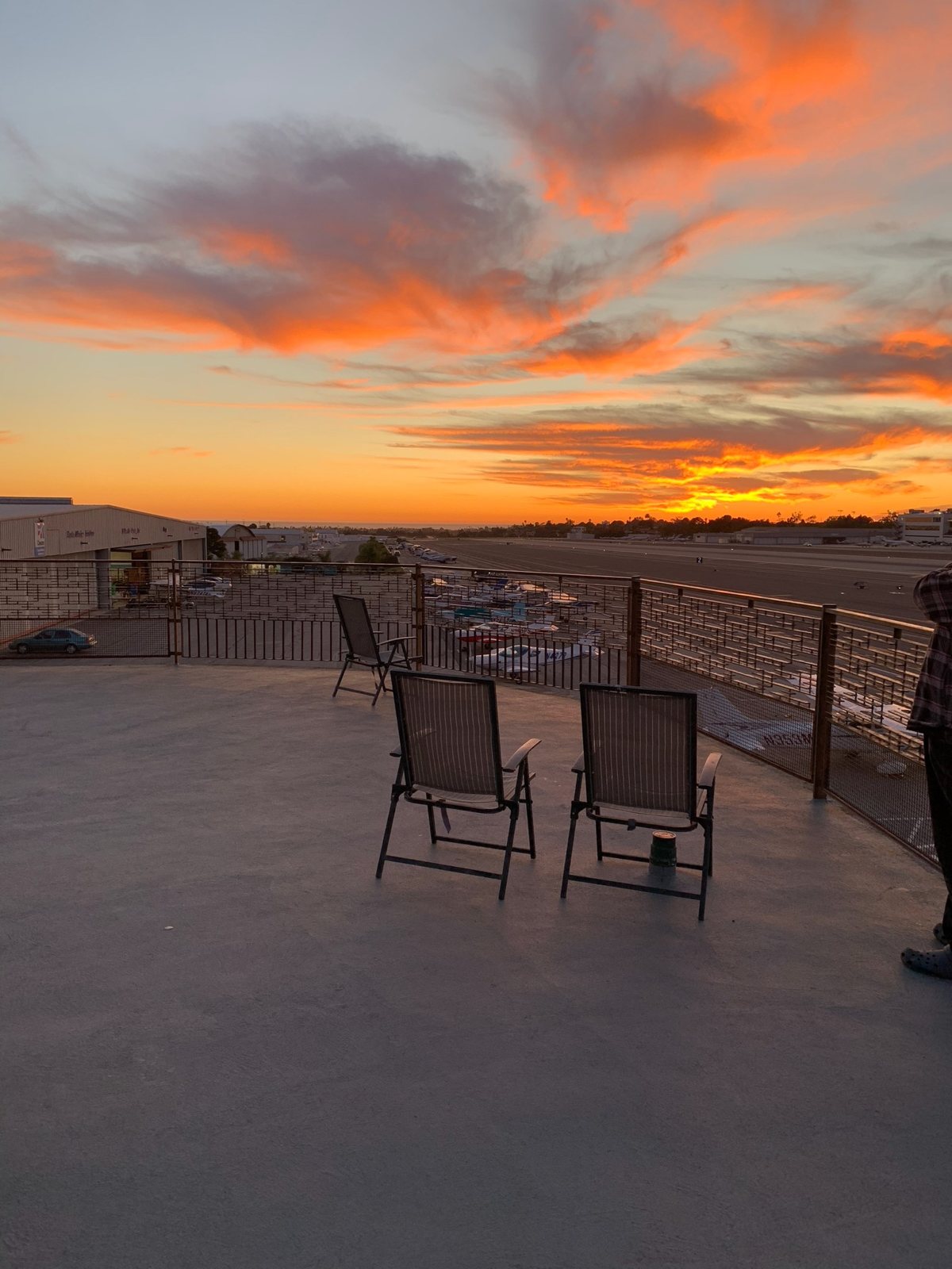 Outdoor deck with sunset views